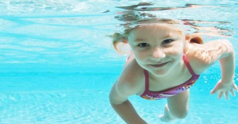 Child Girl Swim Underwater Pool